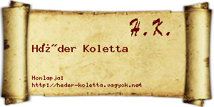 Héder Koletta névjegykártya